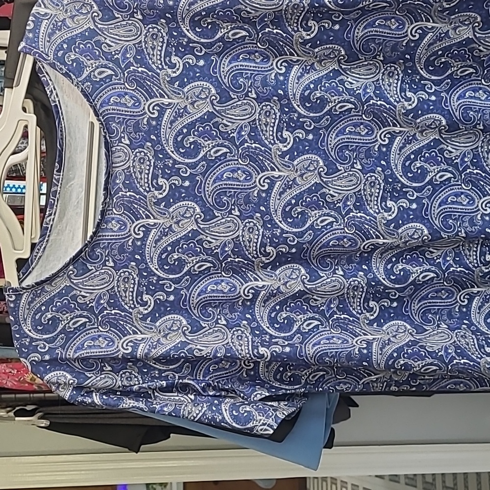 Blue paisly silky tee